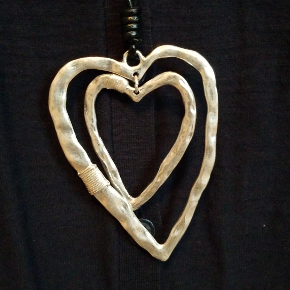 Silver, double heart necklace